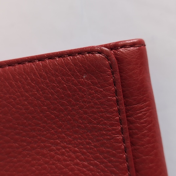 Michael Kors Fulton Continental Flap Wallet Clutch Red/Cherry Pebble Leather - Picture 9 of 12